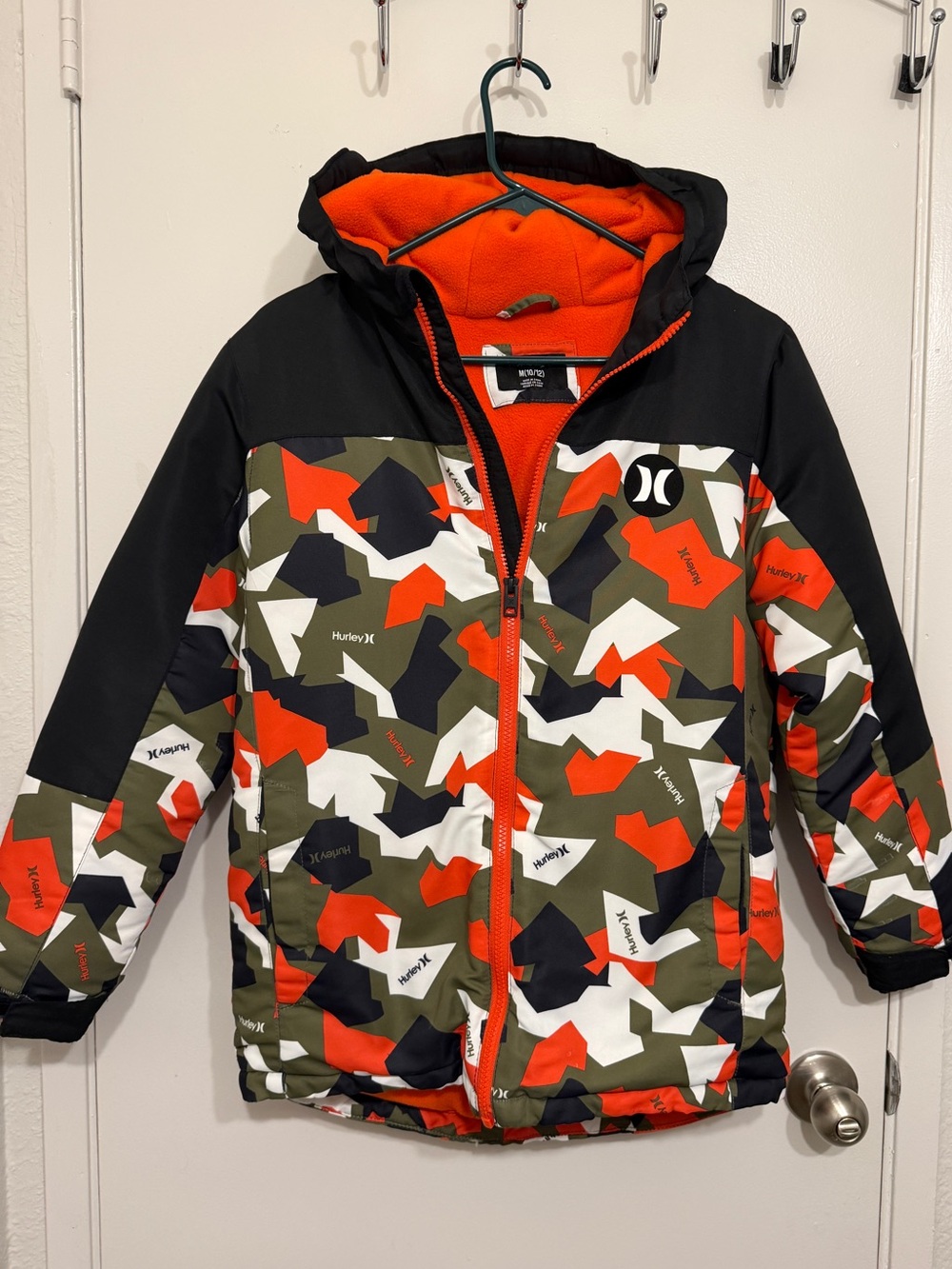 Hurley Kids Black & Orange Camo Puffer Jacket